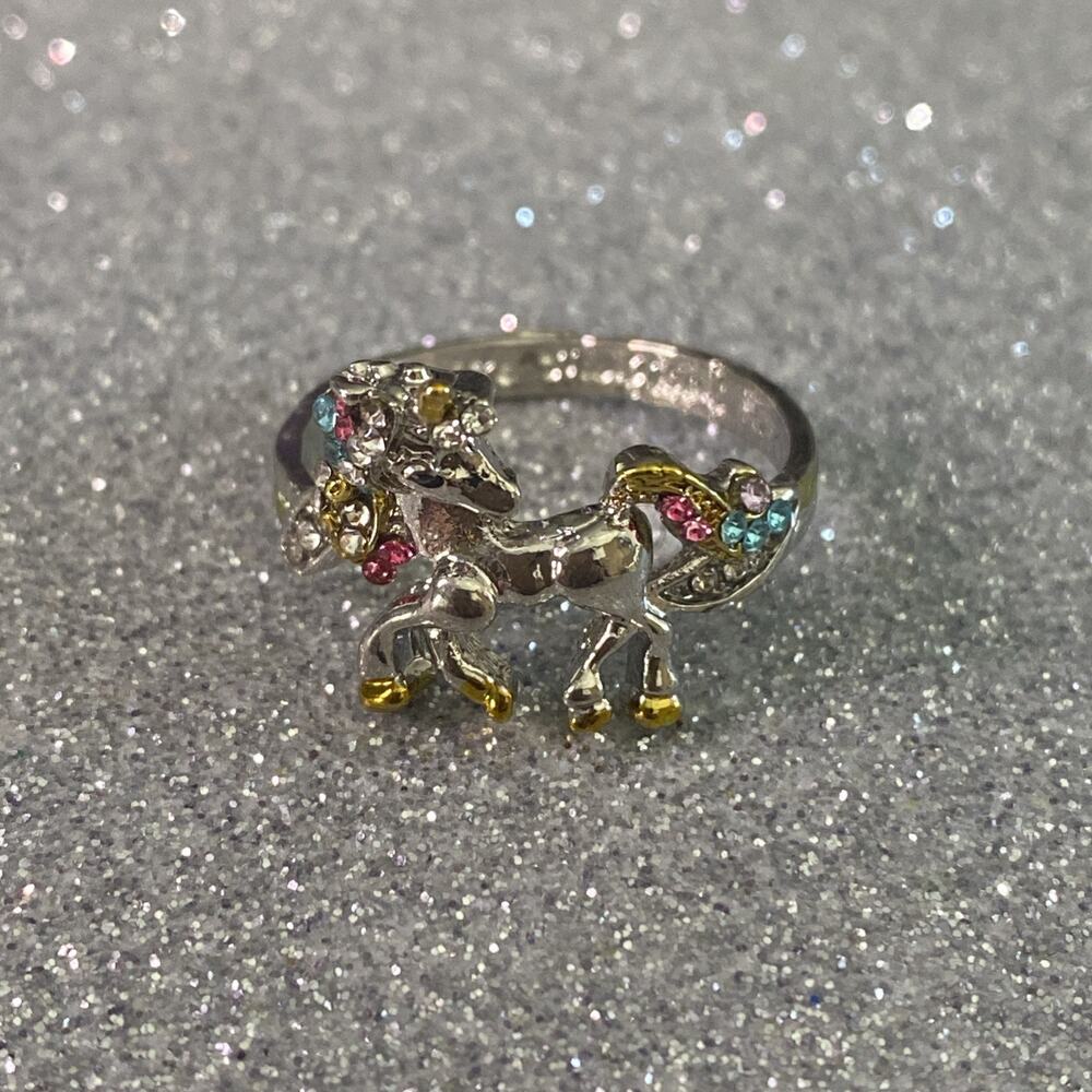Fashion Charms Unicorn multicolor Ring Size 11